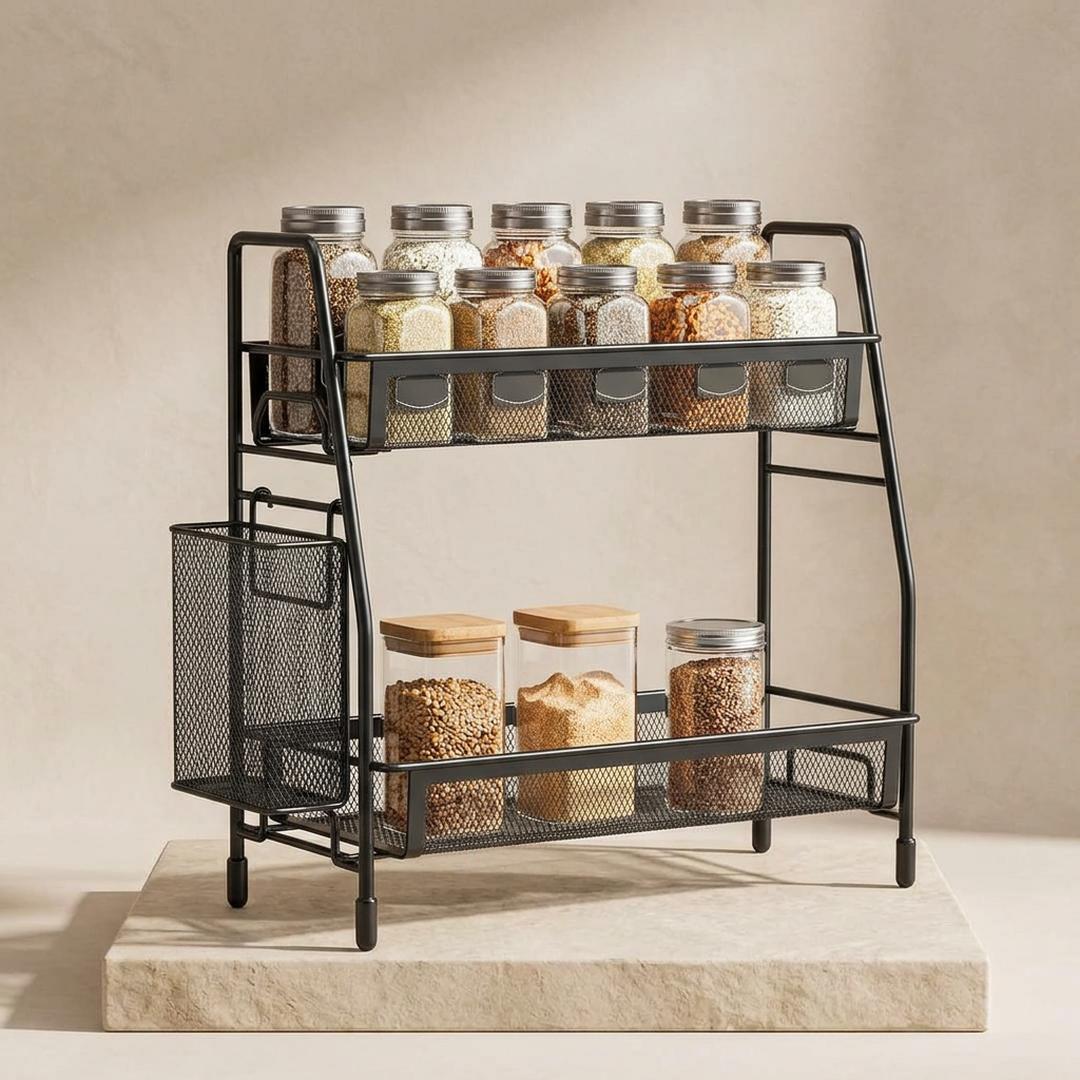 Black Stainless Steel Kitchen Storage Organizer 1Pc