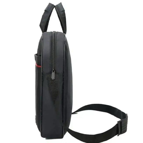 Black Oxford Laptop Bag with Red Stitching