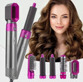Hair Dryer Brush with 5 Nozzles Silver Pink