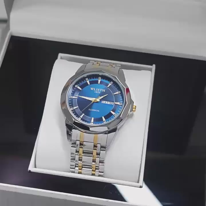 Men's Stainless Steel Quartz Watch with Belt